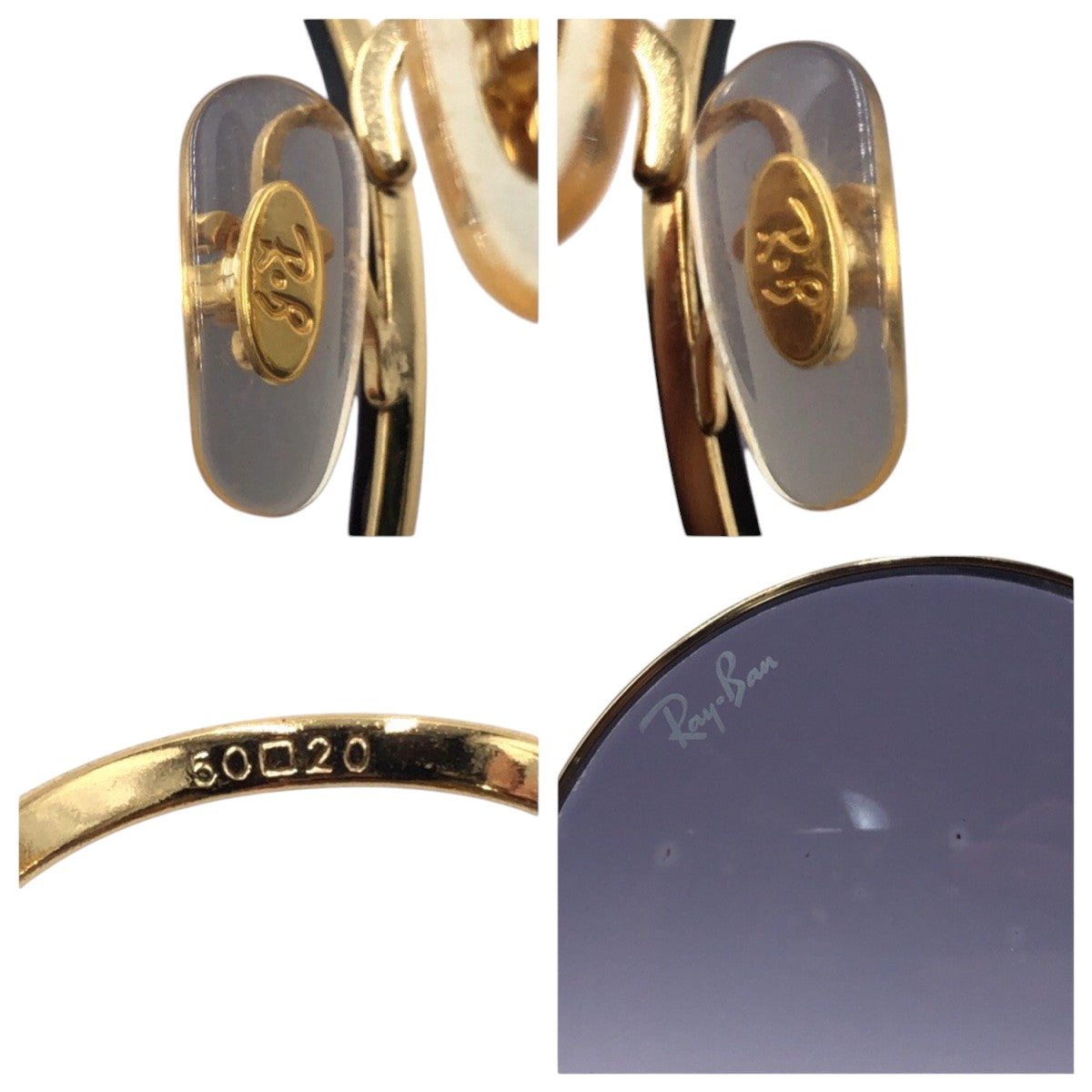 Ray-Ban Gold Blue Metal RB001/19 5020 145 2N Round Sunglasses Unisex Oval Men's