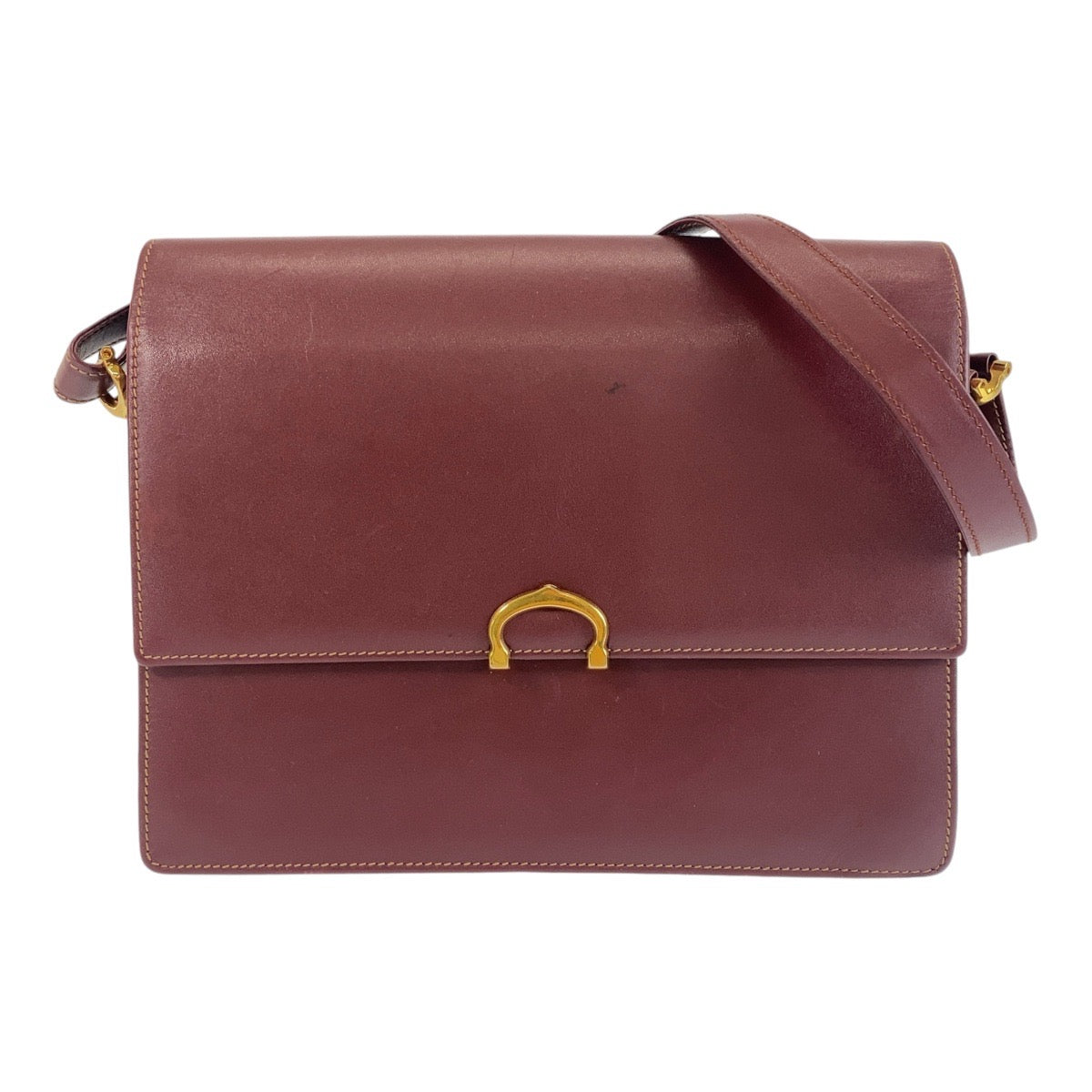 14534
CARTIER カルティエ マストライン ワインレッド ボルドー ゴールド金具 レザー 斜め掛け ショルダーバッグ メッセンジャーバッグ  レディース
