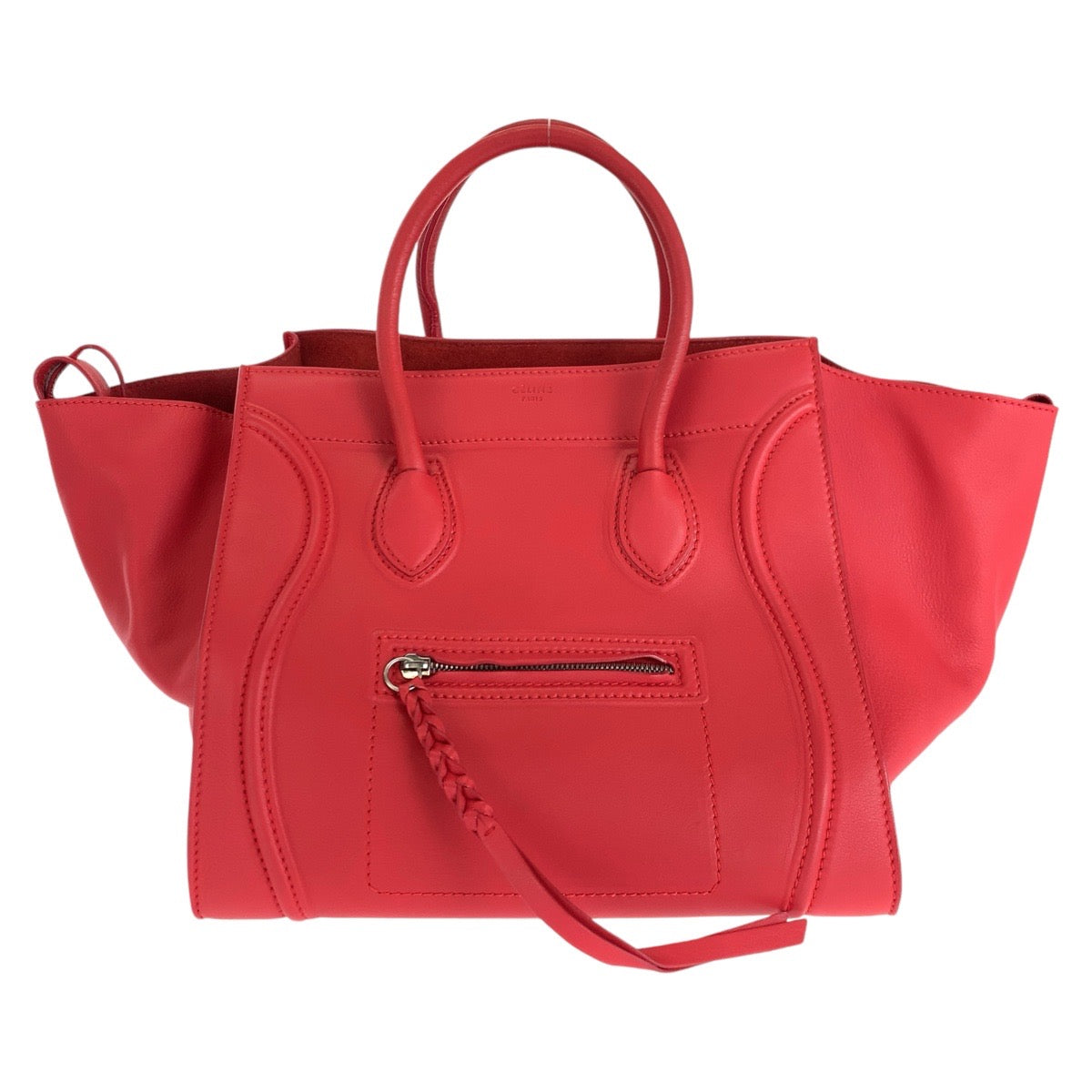 CELINE セリーヌ ラゲージ ファントム レッド シルバー金具 レザー トートバッグ ハンドバッグ  レディース