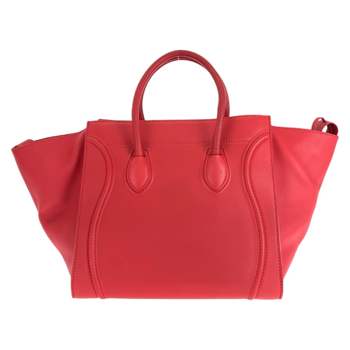 CELINE セリーヌ ラゲージ ファントム レッド シルバー金具 レザー トートバッグ ハンドバッグ  レディース