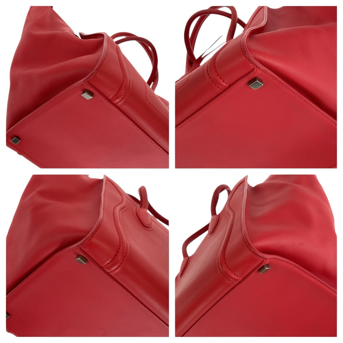 CELINE セリーヌ ラゲージ ファントム レッド シルバー金具 レザー トートバッグ ハンドバッグ  レディース