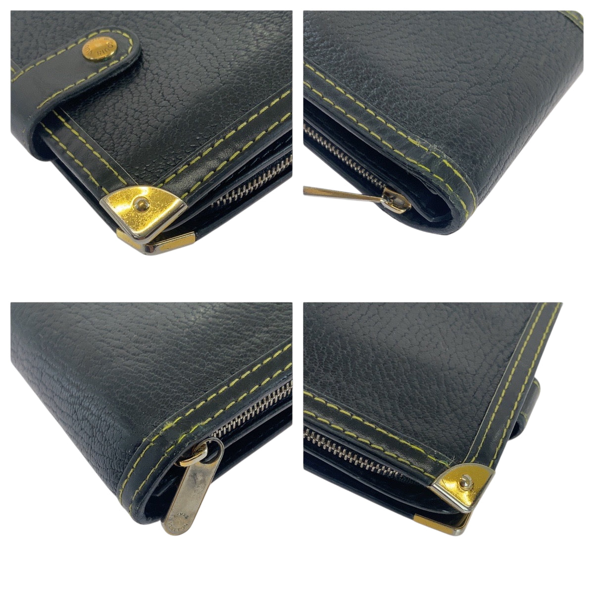 14535
LOUIS VUITTON ルイヴィトン スハリ ブラック 黒 ゴールド金具 レザー M91828 折財布 コンパクトウォレット  メンズ