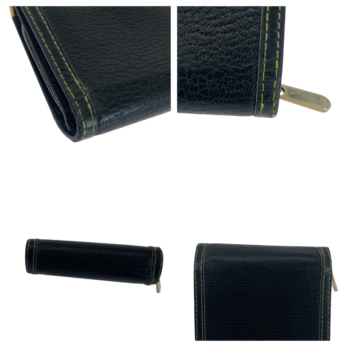 14535
LOUIS VUITTON ルイヴィトン スハリ ブラック 黒 ゴールド金具 レザー M91828 折財布 コンパクトウォレット  メンズ