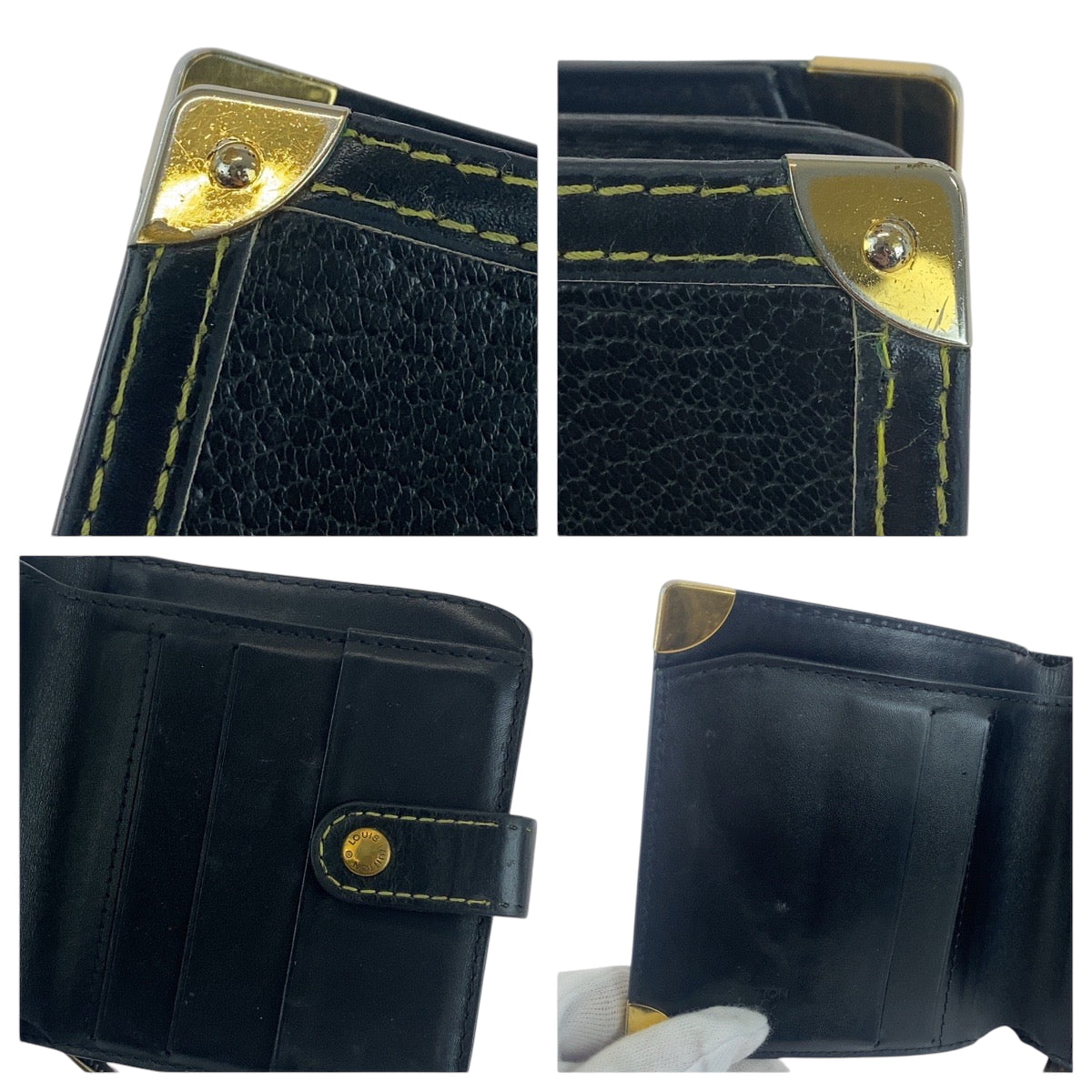 14535
LOUIS VUITTON ルイヴィトン スハリ ブラック 黒 ゴールド金具 レザー M91828 折財布 コンパクトウォレット  メンズ