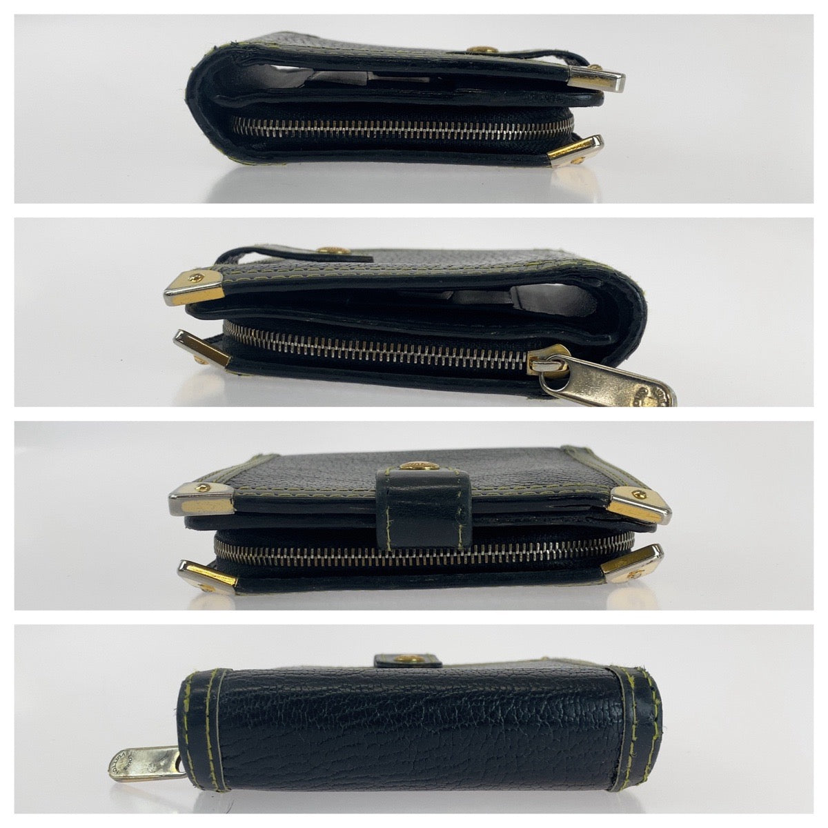14535
LOUIS VUITTON ルイヴィトン スハリ ブラック 黒 ゴールド金具 レザー M91828 折財布 コンパクトウォレット  メンズ