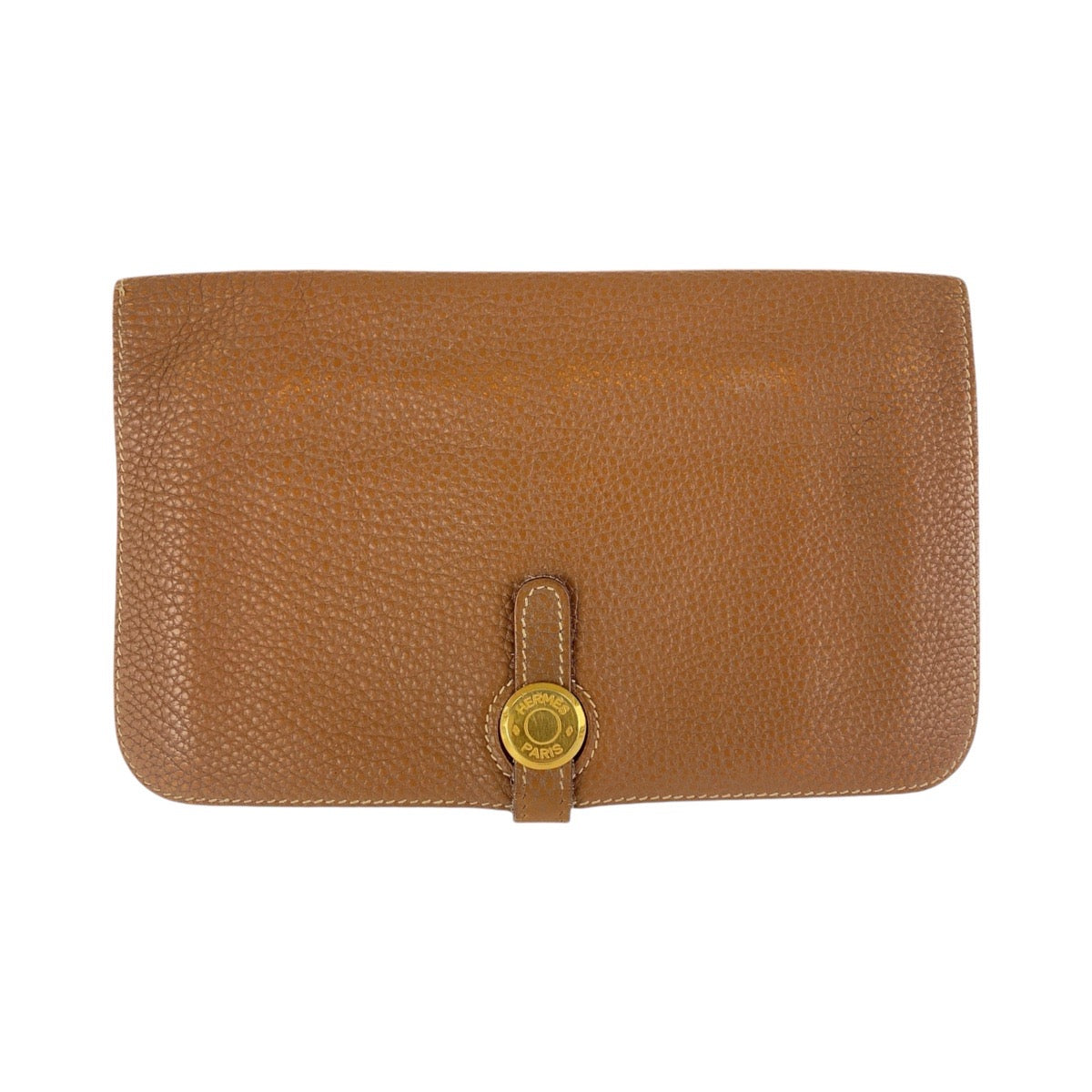 14536
HERMES エルメス ドゴンGM ブラウン ゴールド金具 トゴ 長財布 ロングウォレット  レディース