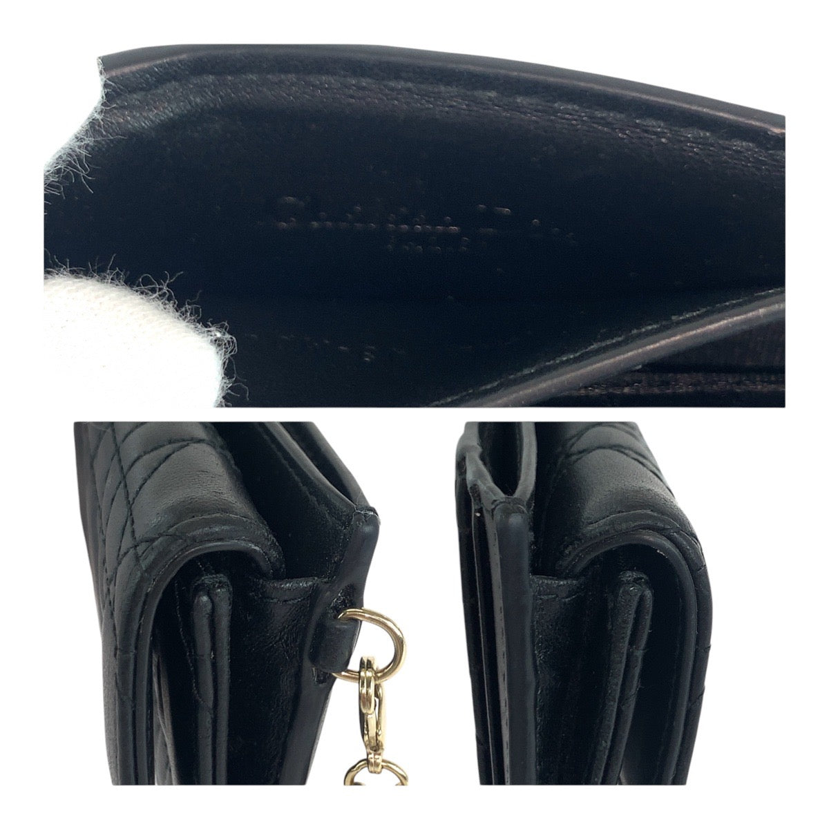 13998
Dior ディオール レディディオール カナージュ ブラック 黒 ゴールド金具 ラムスキン コインケース カードケース  レディース