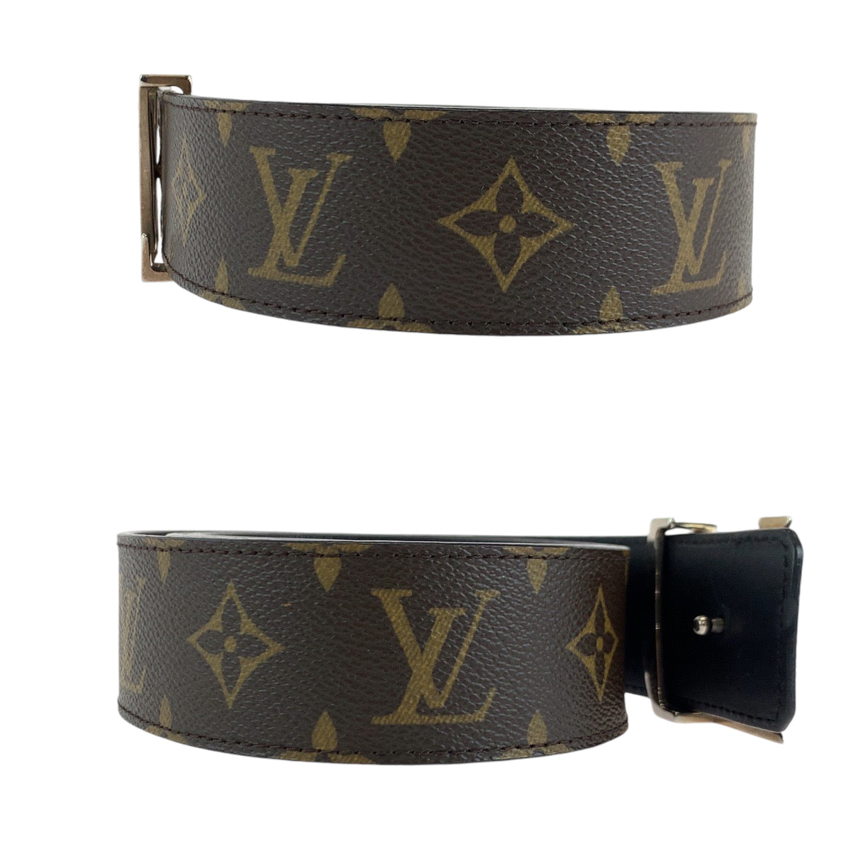 14537
LOUIS VUITTON ルイヴィトン モノグラム LV イニシャル 80cm/32inc ブラウン シルバー金具 PVC M9821 ベルト  メンズ