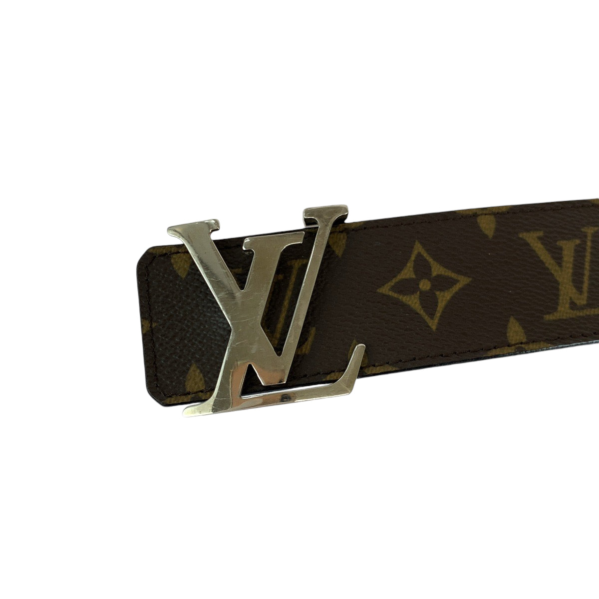 14537
LOUIS VUITTON ルイヴィトン モノグラム LV イニシャル 80cm/32inc ブラウン シルバー金具 PVC M9821 ベルト  メンズ
