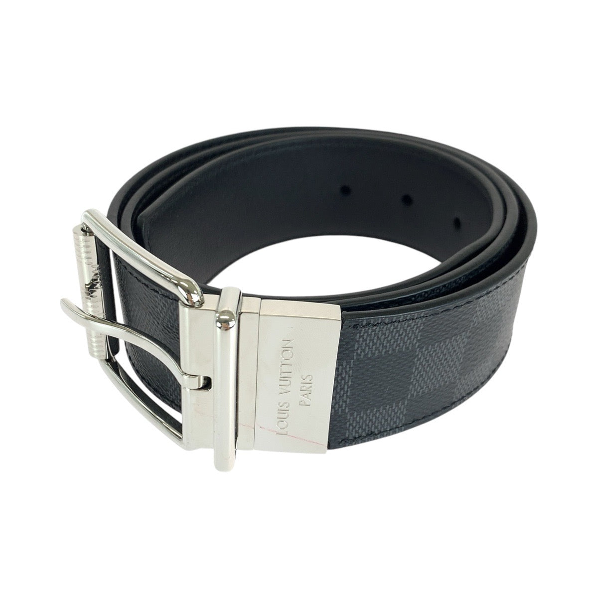 14538
LOUIS VUITTON ルイヴィトン ダミエ グラフィット サンチュール ブラック 黒 シルバー金具 PVC / レザー M9156 ベルト リバーシブル  メンズ