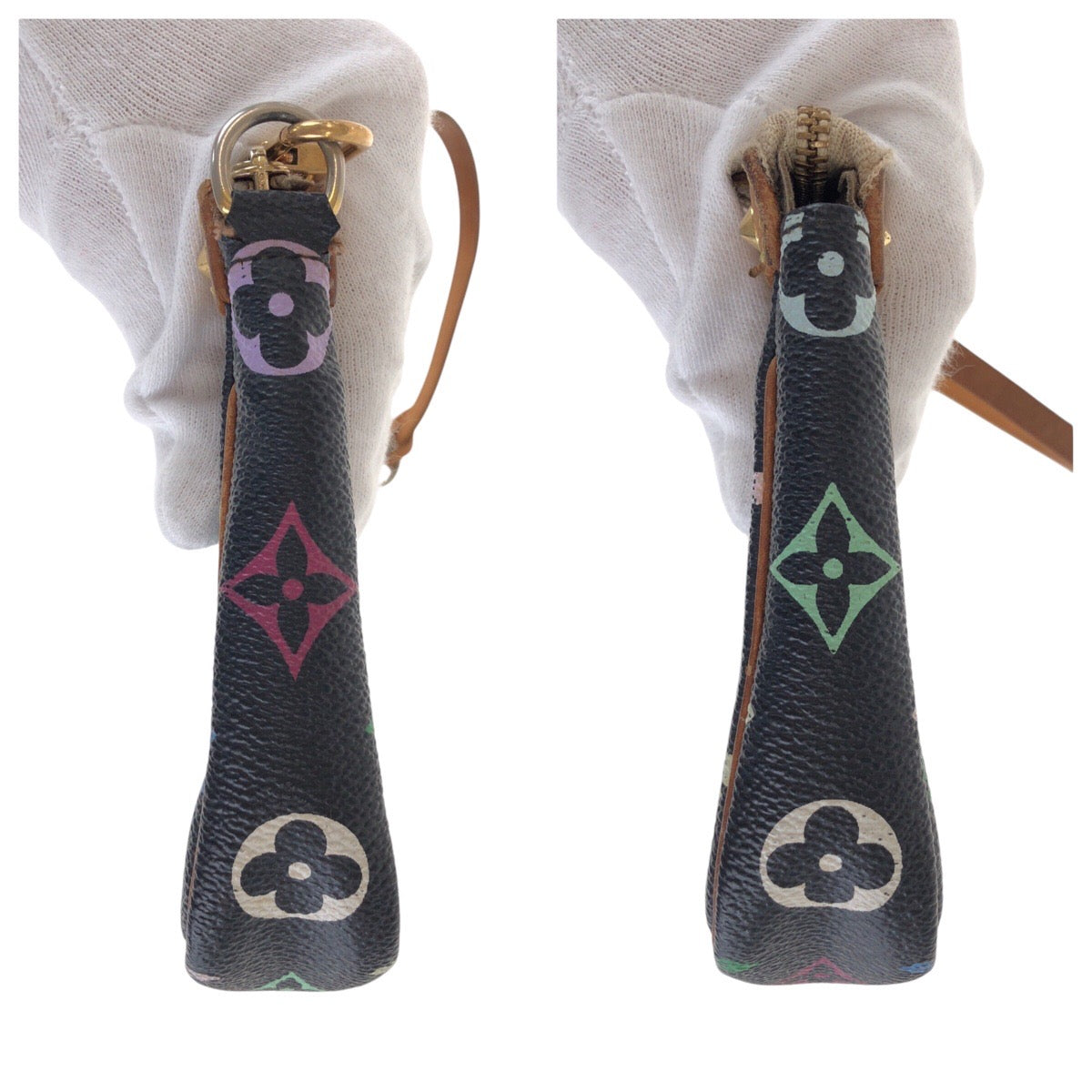 14540
LOUIS VUITTON ルイヴィトン モノグラム マルチカラー ポシェット アクセソワール スタッズ ブラック 黒 ブラウン ゴールド金具 PVC / レザー M92648 ハンドバッグ アクセサリーポーチ  レディース