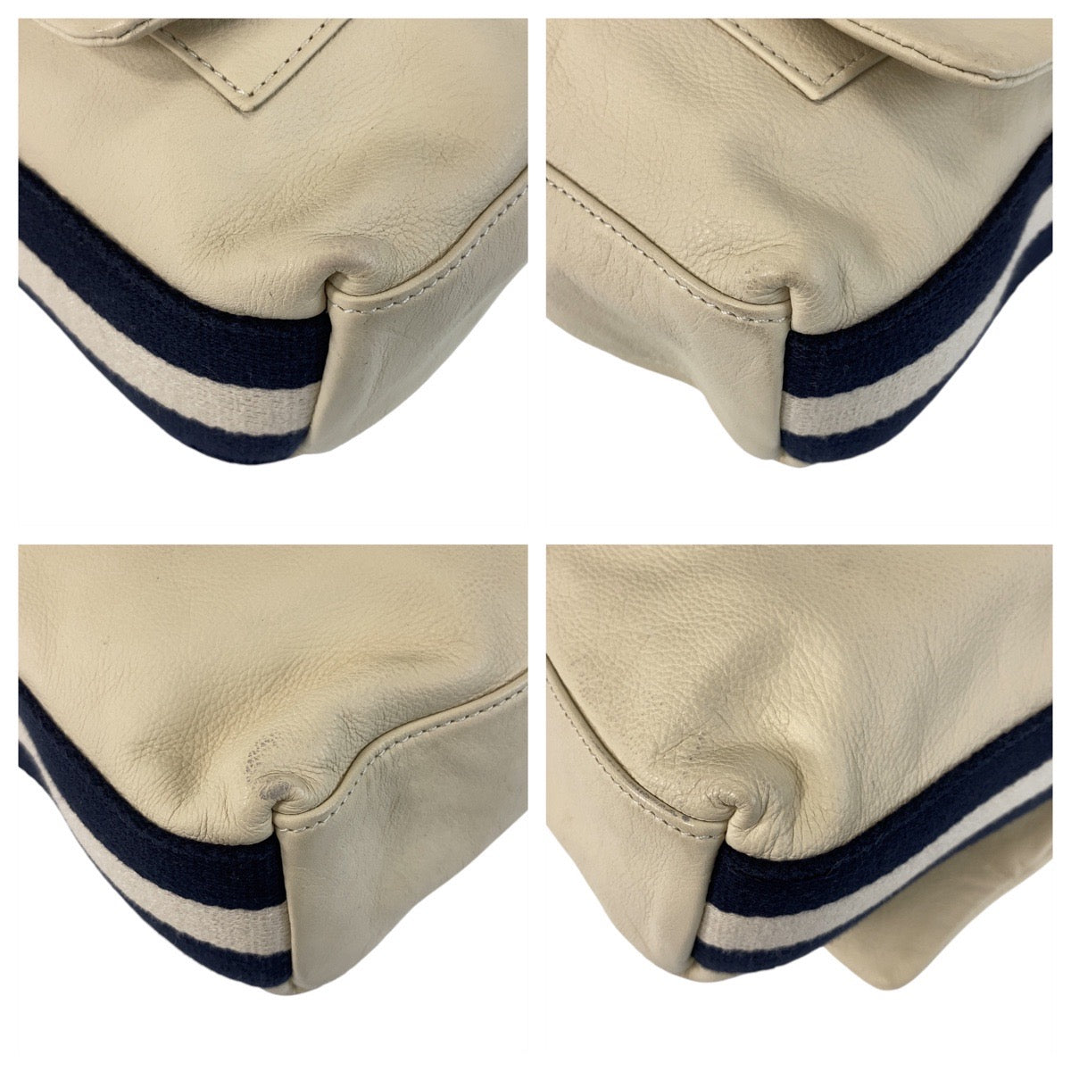 14542
BALLY バリー ホワイト シルバー金具 レザー 斜め掛け ショルダーバッグ メッセンジャーバッグ  メンズ