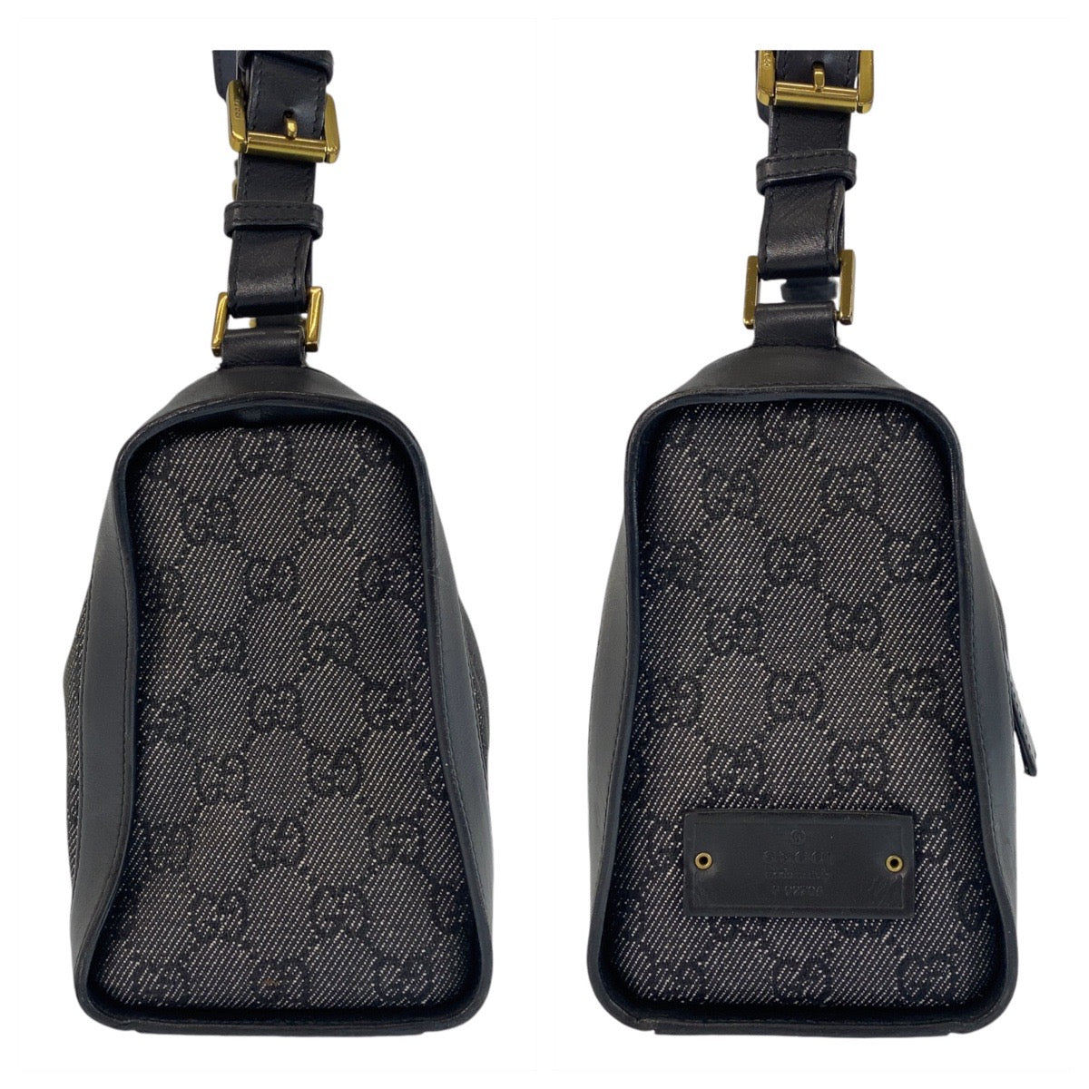 14545
GUCCI グッチ ブラック 黒 ゴールド金具 GGキャンバス / レザー 92706 ショルダーバッグ  レディース