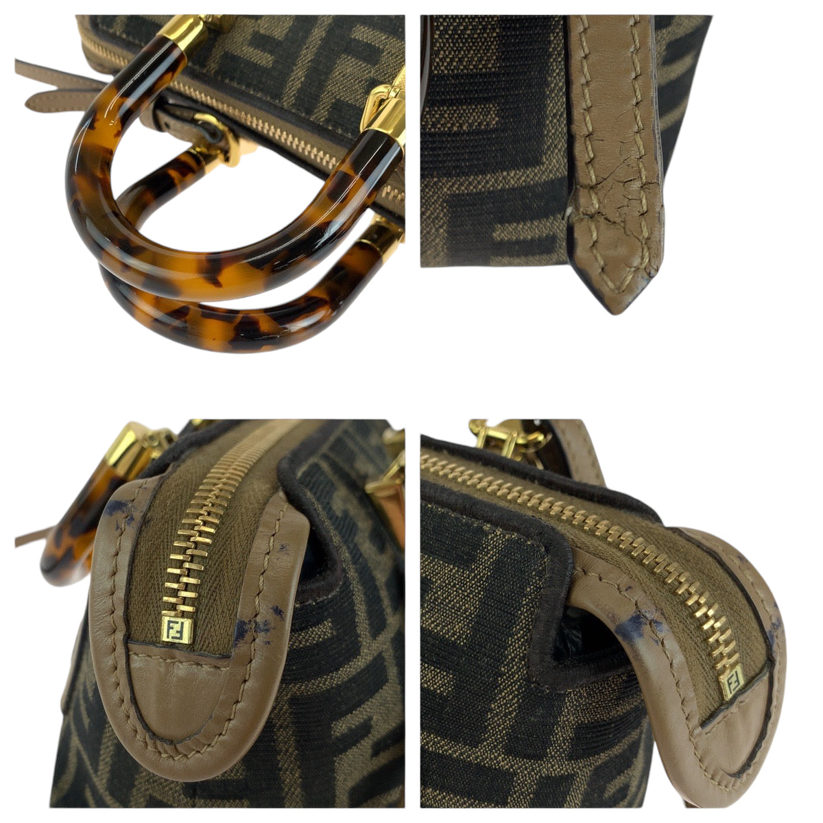 14548
FENDI フェンディ バイザウェイミニ ブラウン ゴールド金具 キャンバス 8BS067 ショルダーバッグ ハンドバッグ  レディース