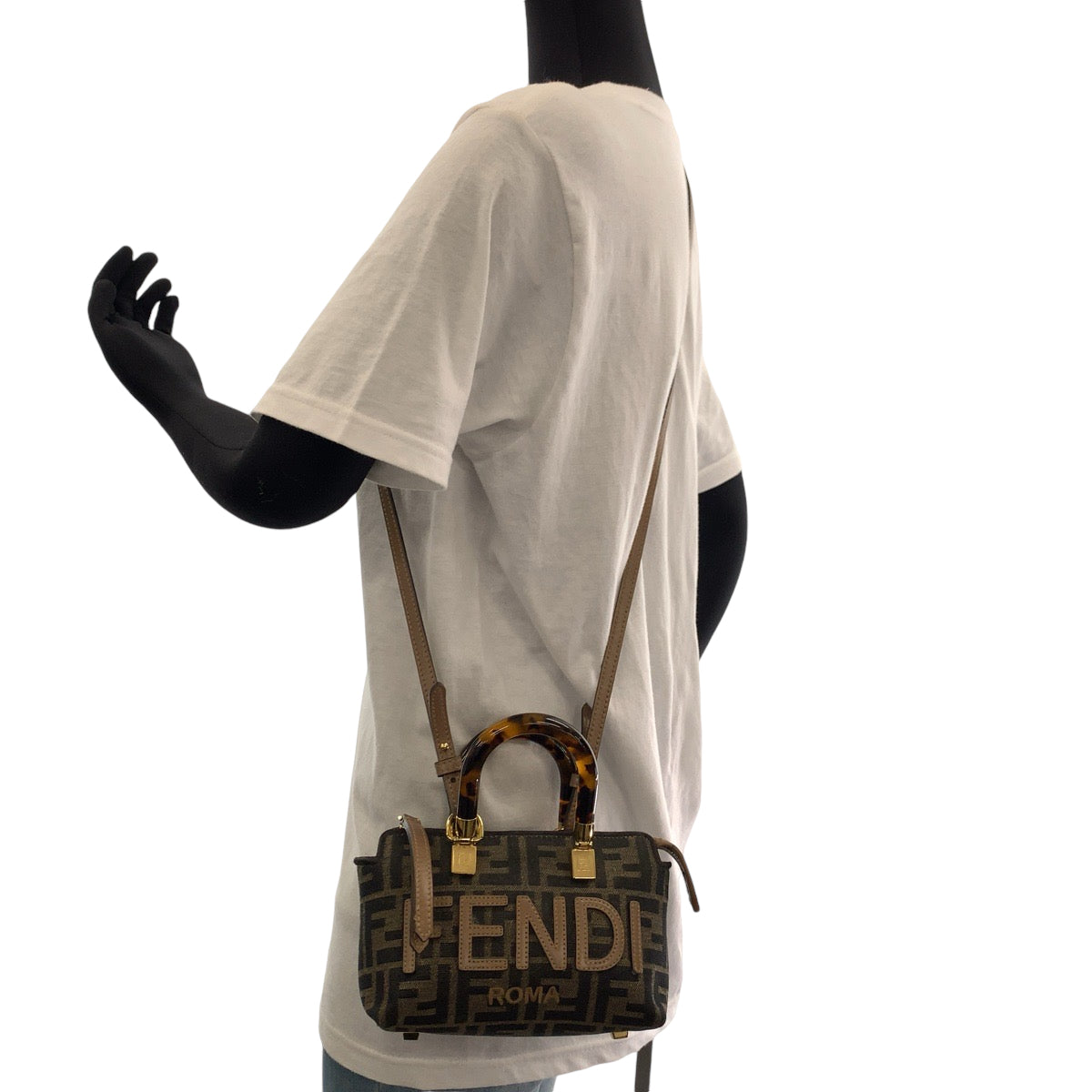 14548
FENDI フェンディ バイザウェイミニ ブラウン ゴールド金具 キャンバス 8BS067 ショルダーバッグ ハンドバッグ  レディース