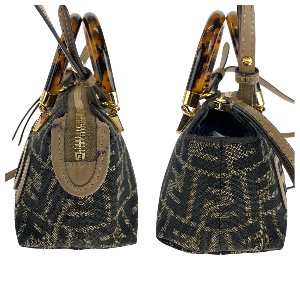 14548
FENDI フェンディ バイザウェイミニ ブラウン ゴールド金具 キャンバス 8BS067 ショルダーバッグ ハンドバッグ  レディース