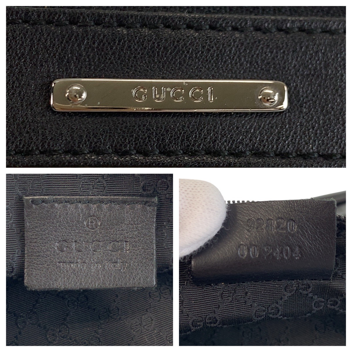 14549
GUCCI グッチ ブラウン ブラック 黒 シルバー金具 キャンバス / レザー 92820 ハンドバッグ アクセサリーポーチ  レディース