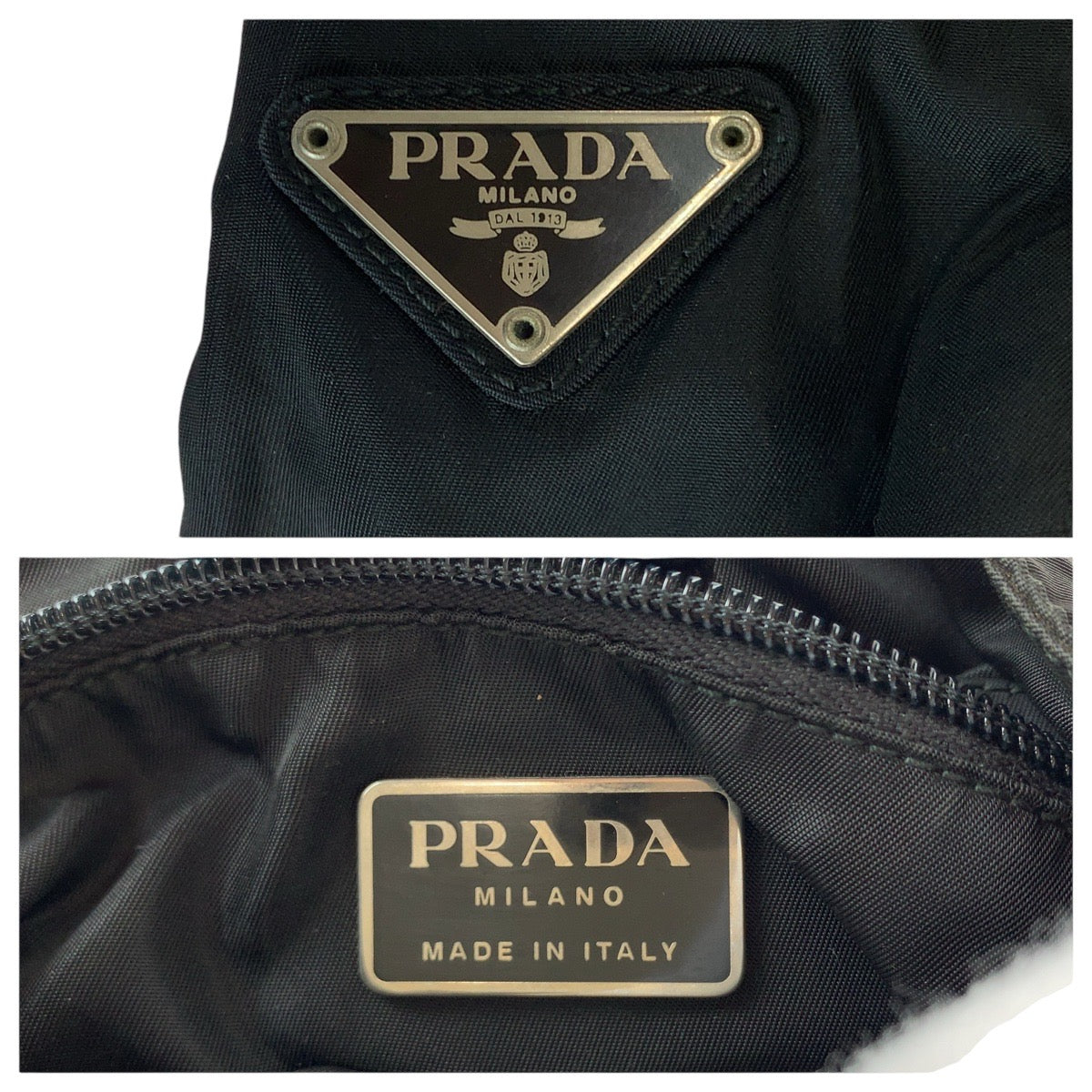 14550
PRADA プラダ テスート 三角ロゴプレート ブラック 黒 シルバー金具 ナイロン / プラスチック ショルダーバッグ  レディース