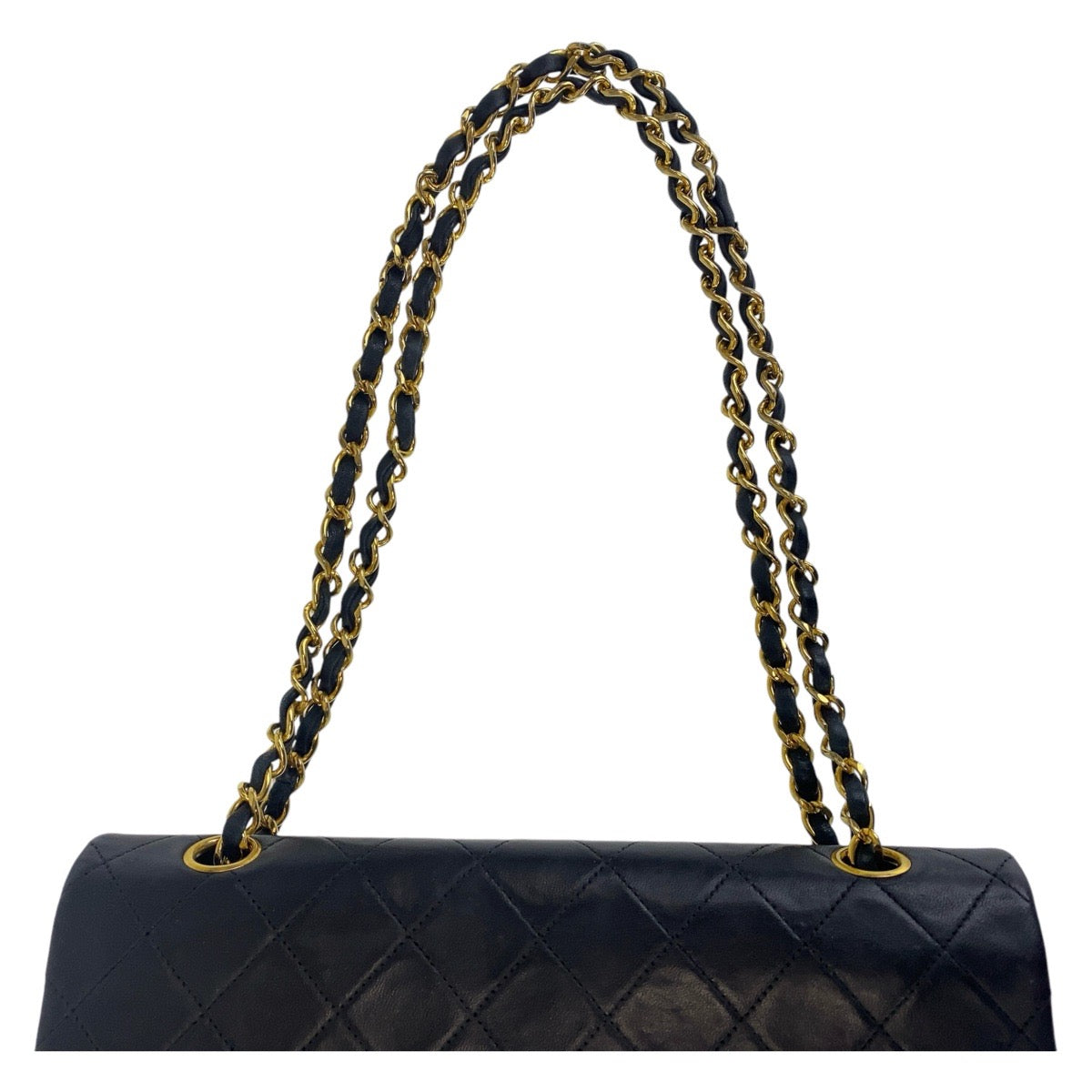 14551
CHANEL シャネル ヴィンテージ マトラッセ ダブルフラップ ココマーク ターンロック ブラック 黒 ゴールド金具 ラムスキン ショルダーバッグ チェーンショルダーバッグ  レディース