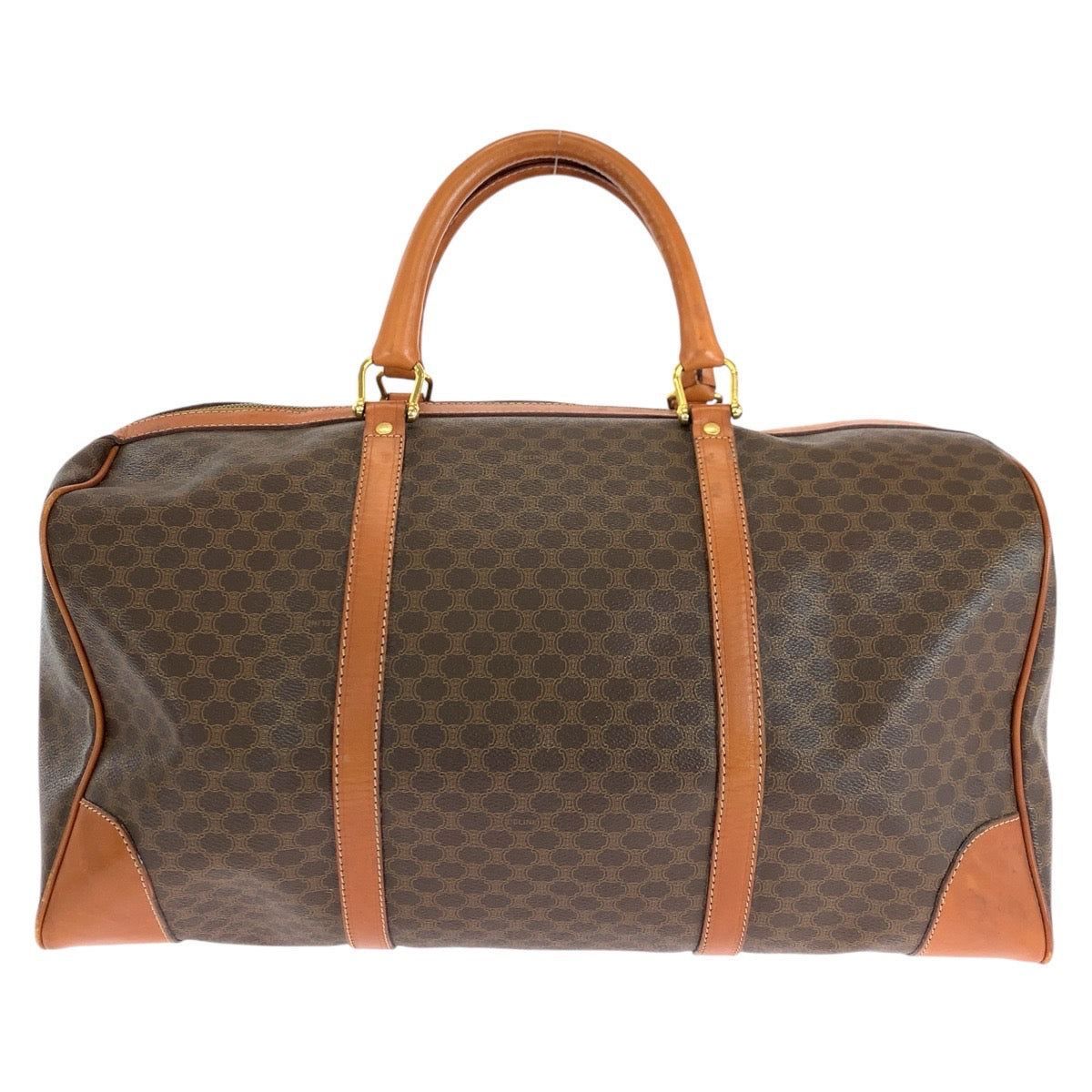 14557
CELINE セリーヌ ヴィンテージ マカダム ブラウン ゴールド金具 PVC / レザー ボストンバッグ 男女兼用  レディース
