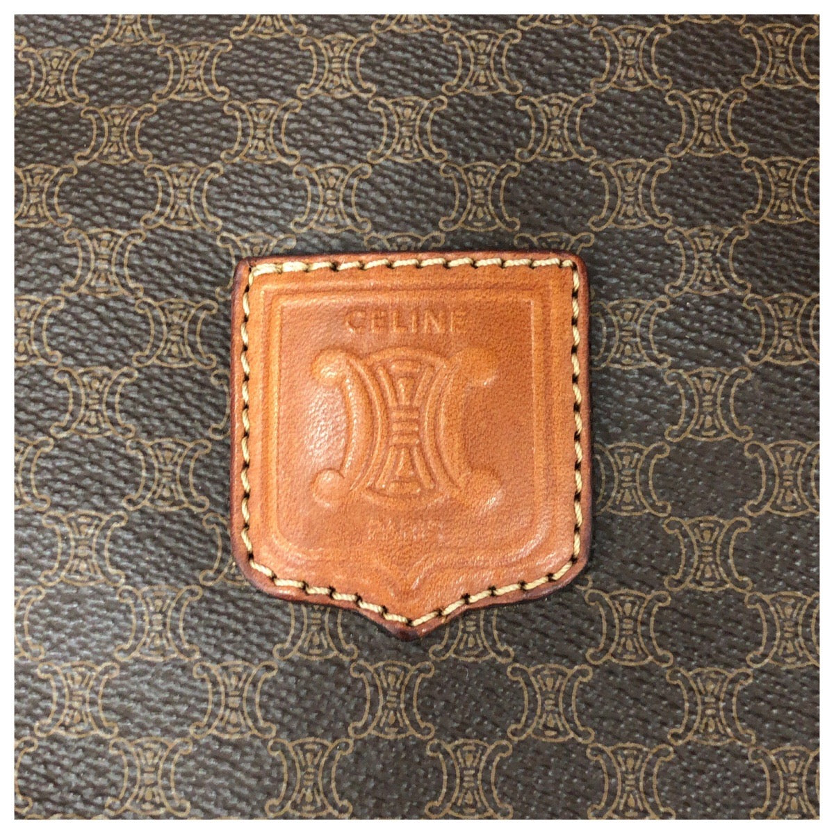 14557
CELINE セリーヌ ヴィンテージ マカダム ブラウン ゴールド金具 PVC / レザー ボストンバッグ 男女兼用  レディース