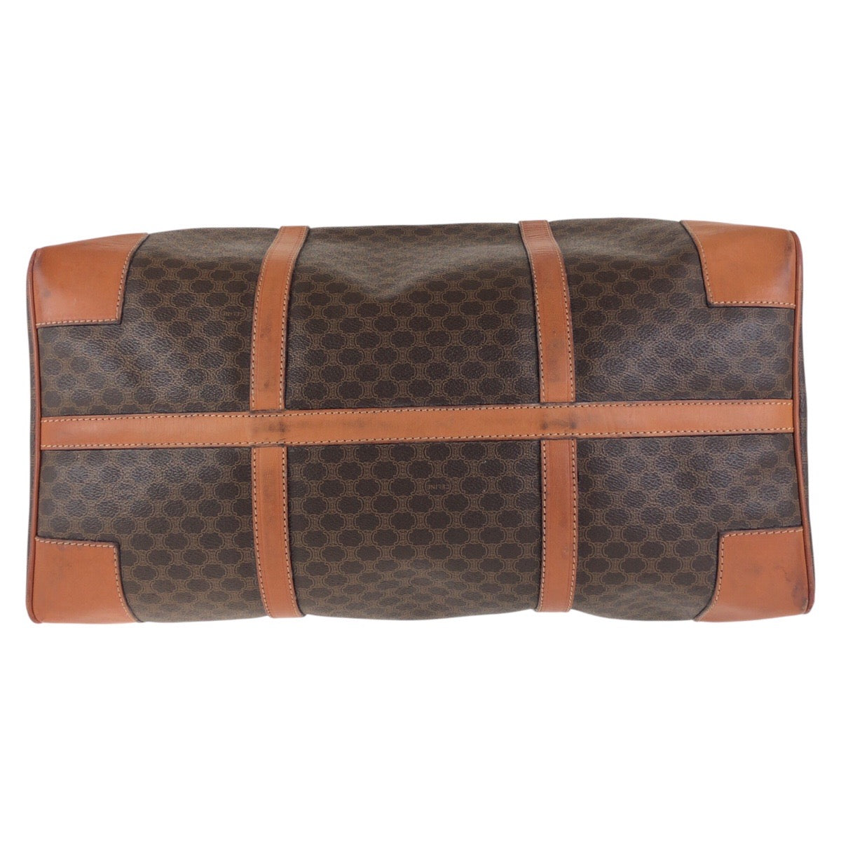 14557
CELINE セリーヌ ヴィンテージ マカダム ブラウン ゴールド金具 PVC / レザー ボストンバッグ 男女兼用  レディース