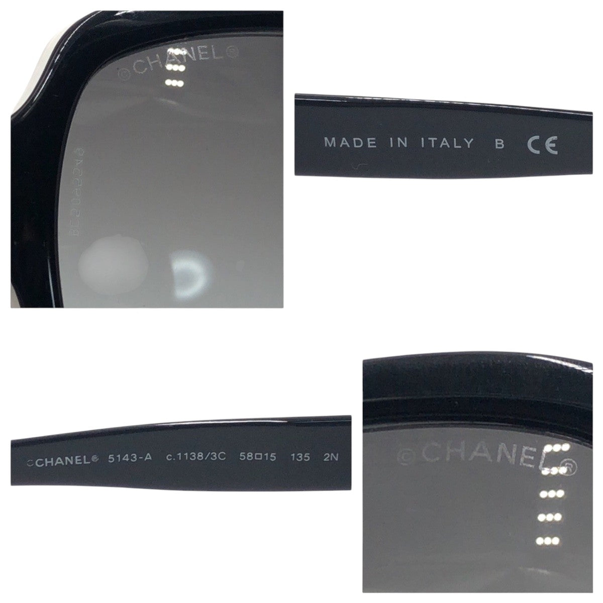 14558
CHANEL シャネル ココマーク ブラック 黒 プラスチック 5143-A c.1138/3C 5815 135 2N サングラス ティアドロップ  レディース