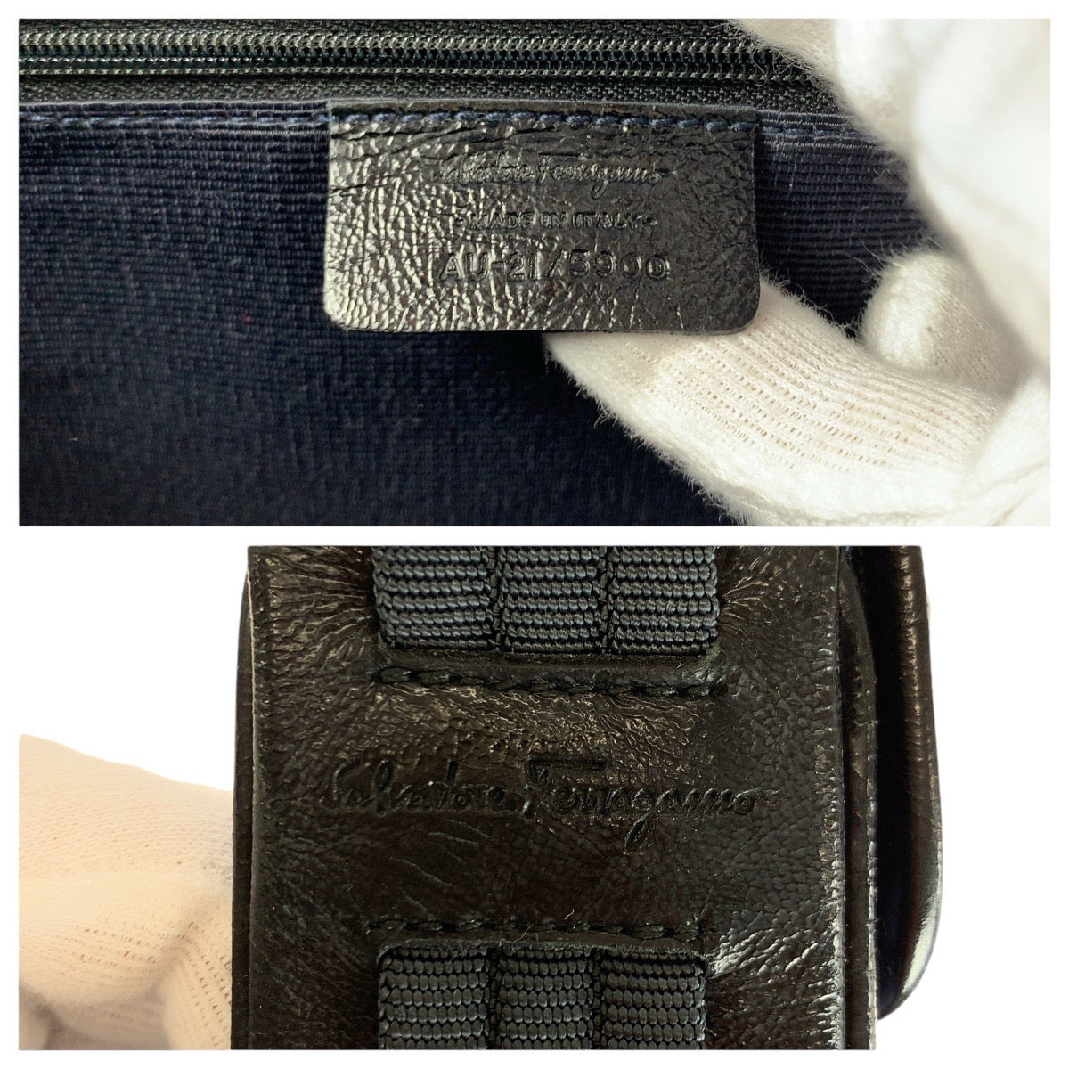 14561
Salvatore Ferragamo サルヴァトーレフェラガモ ガンチーニ ブルー ゴールド金具 キャンバス / レザー ショルダーバッグ  レディース