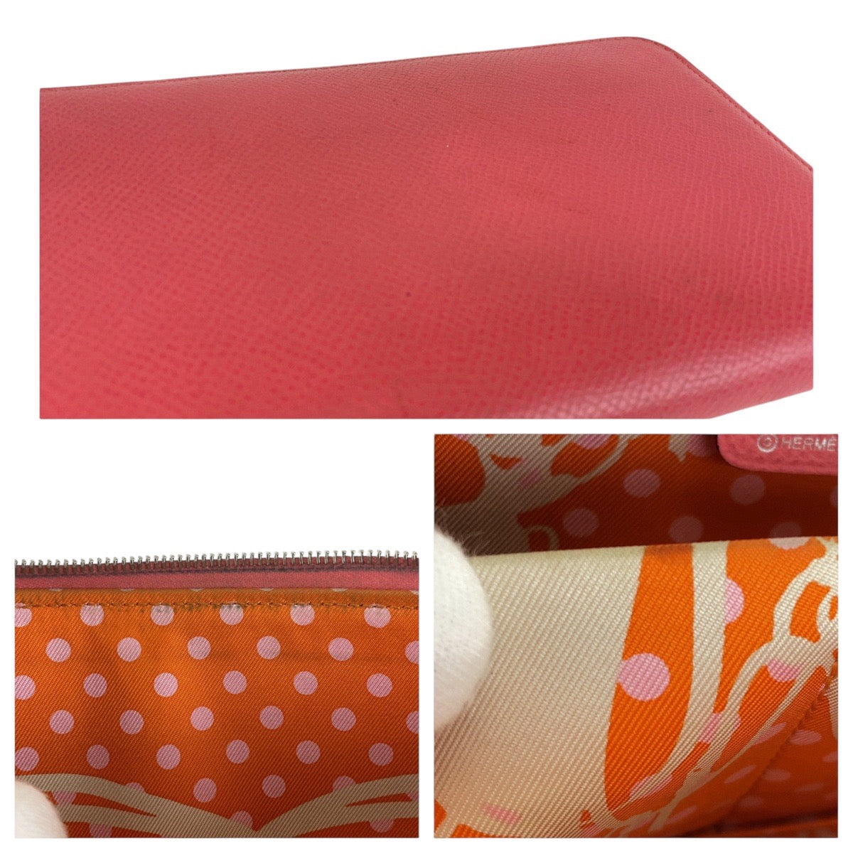 14564
HERMES エルメス アザップロング シルクイン ローズアザレ ピンク シルバー金具 ヴォーエプソン 長財布 ロングウォレット c刻印  レディース