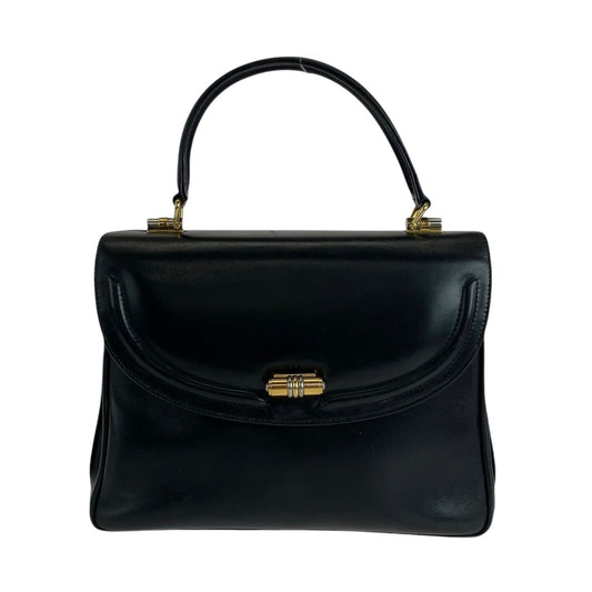 14566
GUCCI グッチ ヴィンテージ オールドグッチ ブラック 黒 ゴールド金具 レザー 000 22 0082 ハンドバッグ  レディース