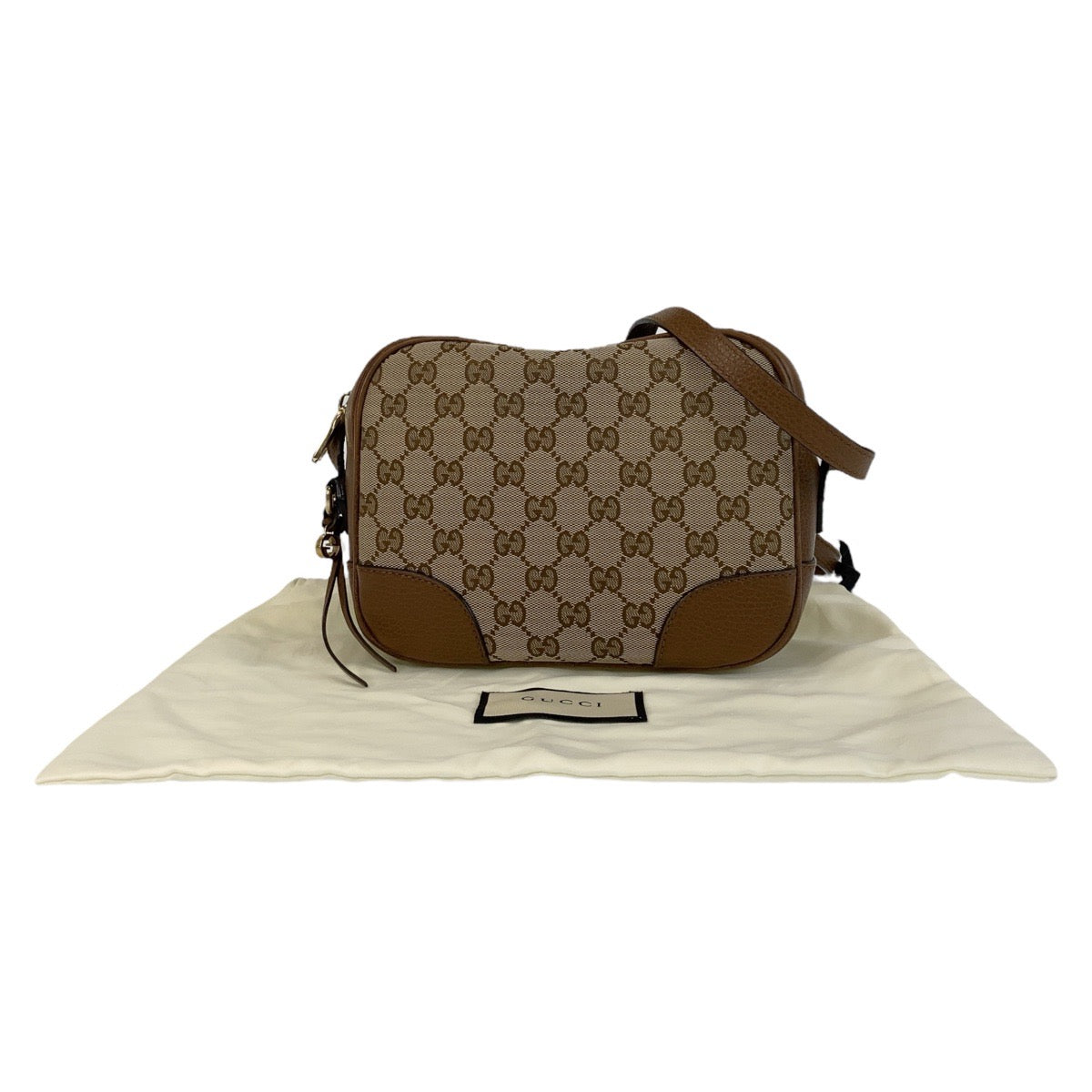 14567
GUCCI グッチ ブラウン ゴールド金具 GGキャンバス / レザー 449413 斜め掛け ショルダーバッグ ポシェット  レディース ABP41