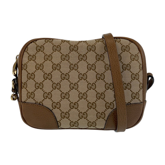 14567
GUCCI グッチ ブラウン ゴールド金具 GGキャンバス / レザー 449413 斜め掛け ショルダーバッグ ポシェット  レディース ABP41