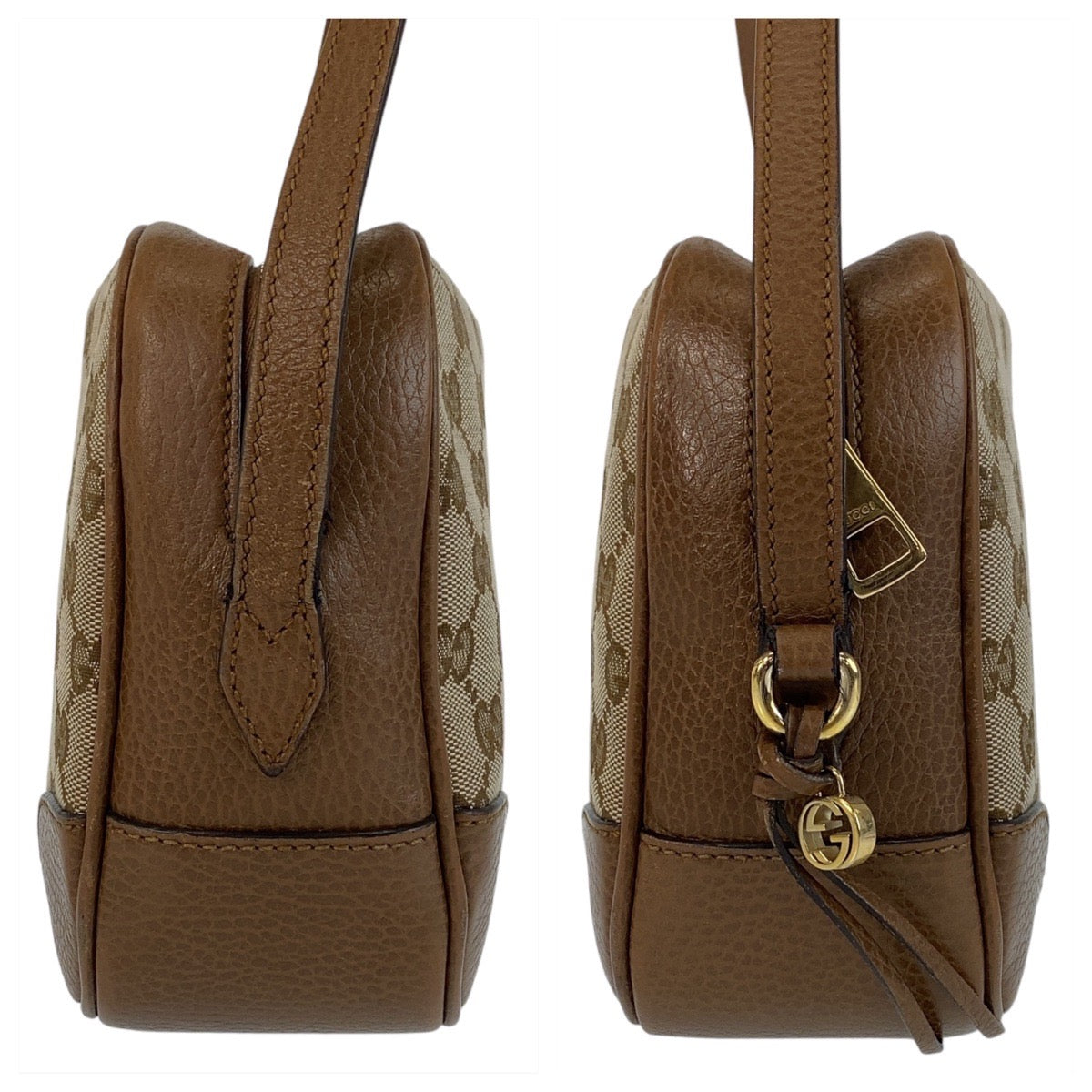 14567
GUCCI グッチ ブラウン ゴールド金具 GGキャンバス / レザー 449413 斜め掛け ショルダーバッグ ポシェット  レディース ABP41