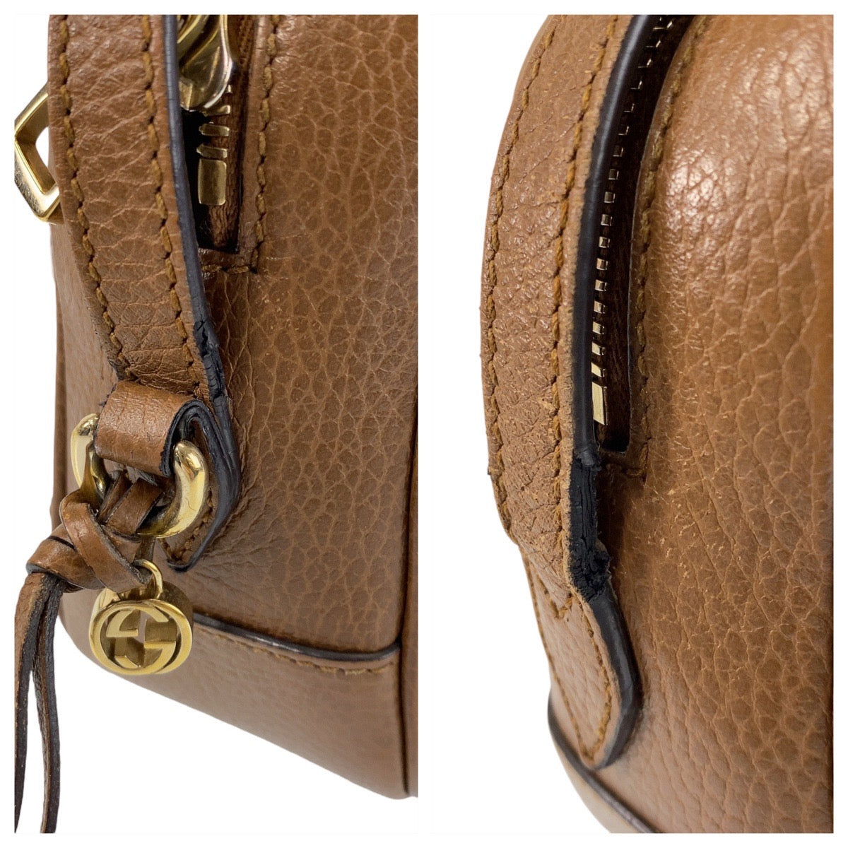 14567
GUCCI グッチ ブラウン ゴールド金具 GGキャンバス / レザー 449413 斜め掛け ショルダーバッグ ポシェット  レディース ABP41