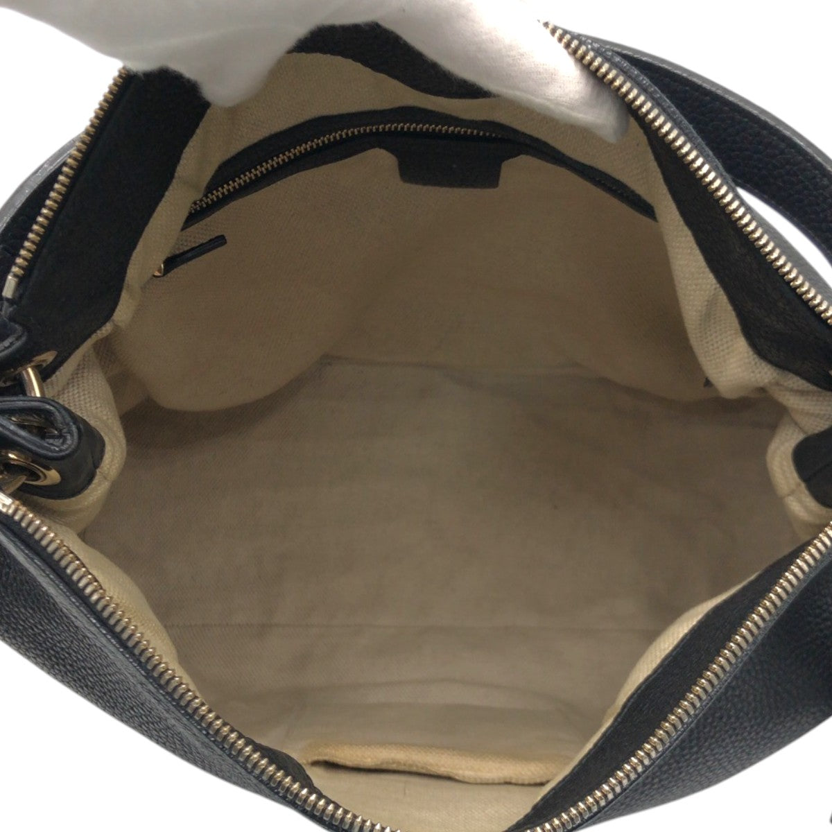 14568
GUCCI グッチ ソーホー インターロッキングG ブラック 黒 レザー 408825 ホーボー ショルダーバッグ ハンドバッグ ２WAY  レディース ABP77