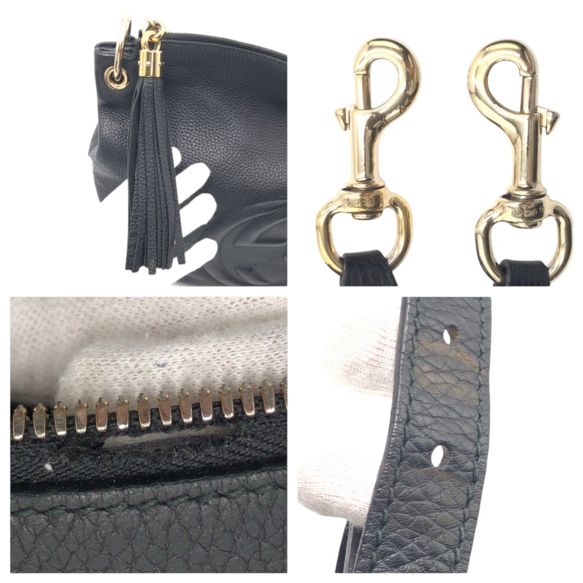 14568
GUCCI グッチ ソーホー インターロッキングG ブラック 黒 レザー 408825 ホーボー ショルダーバッグ ハンドバッグ ２WAY  レディース ABP77