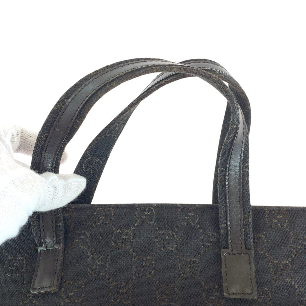 14569
GUCCI グッチ ブラウン ゴールド金具 GGキャンバス / レザー 105650 トートバッグ ハンドバッグ  レディース