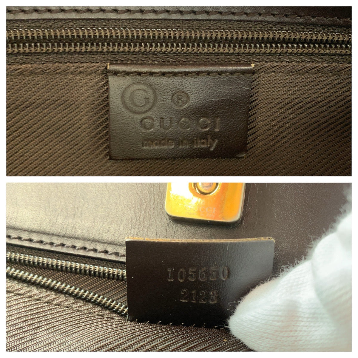 14569
GUCCI グッチ ブラウン ゴールド金具 GGキャンバス / レザー 105650 トートバッグ ハンドバッグ  レディース