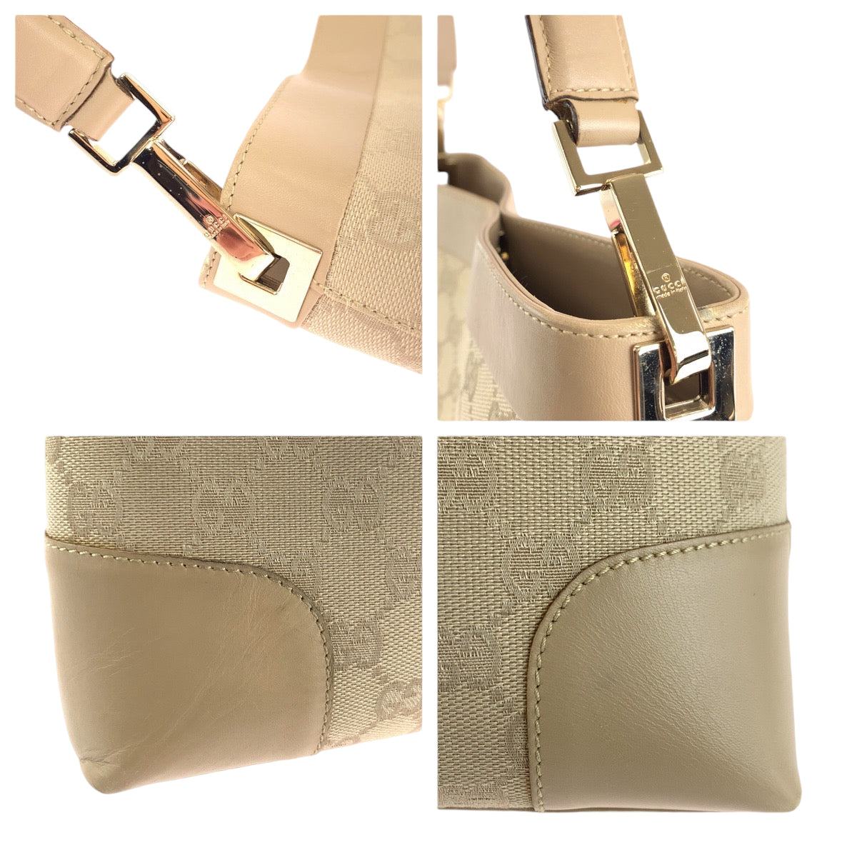 14003
GUCCI グッチ ベージュ ゴールド金具 GGキャンバス 33900 ホーボー ショルダーバッグ  レディース