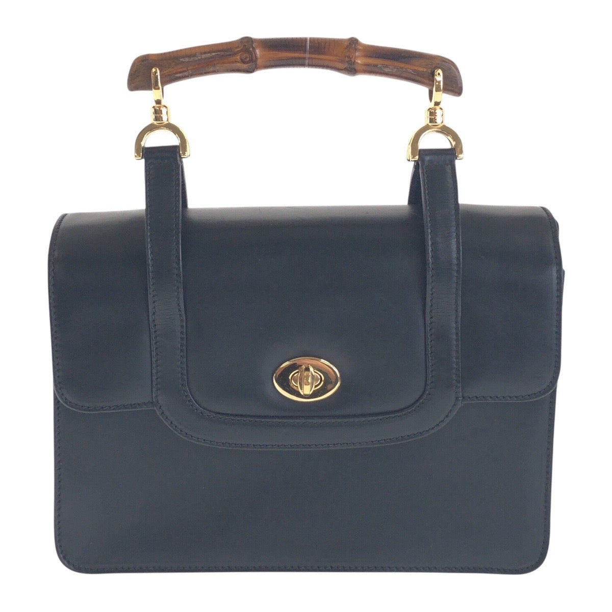 14570
GUCCI グッチ バンブー ブラック 黒 ゴールド金具 レザー 000 113 0231 ハンドバッグ  レディース ABP32