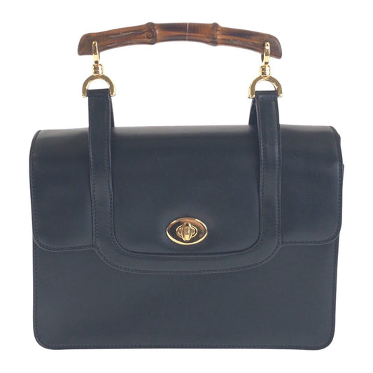 14570
GUCCI グッチ バンブー ブラック 黒 ゴールド金具 レザー 000 113 0231 ハンドバッグ  レディース ABP32