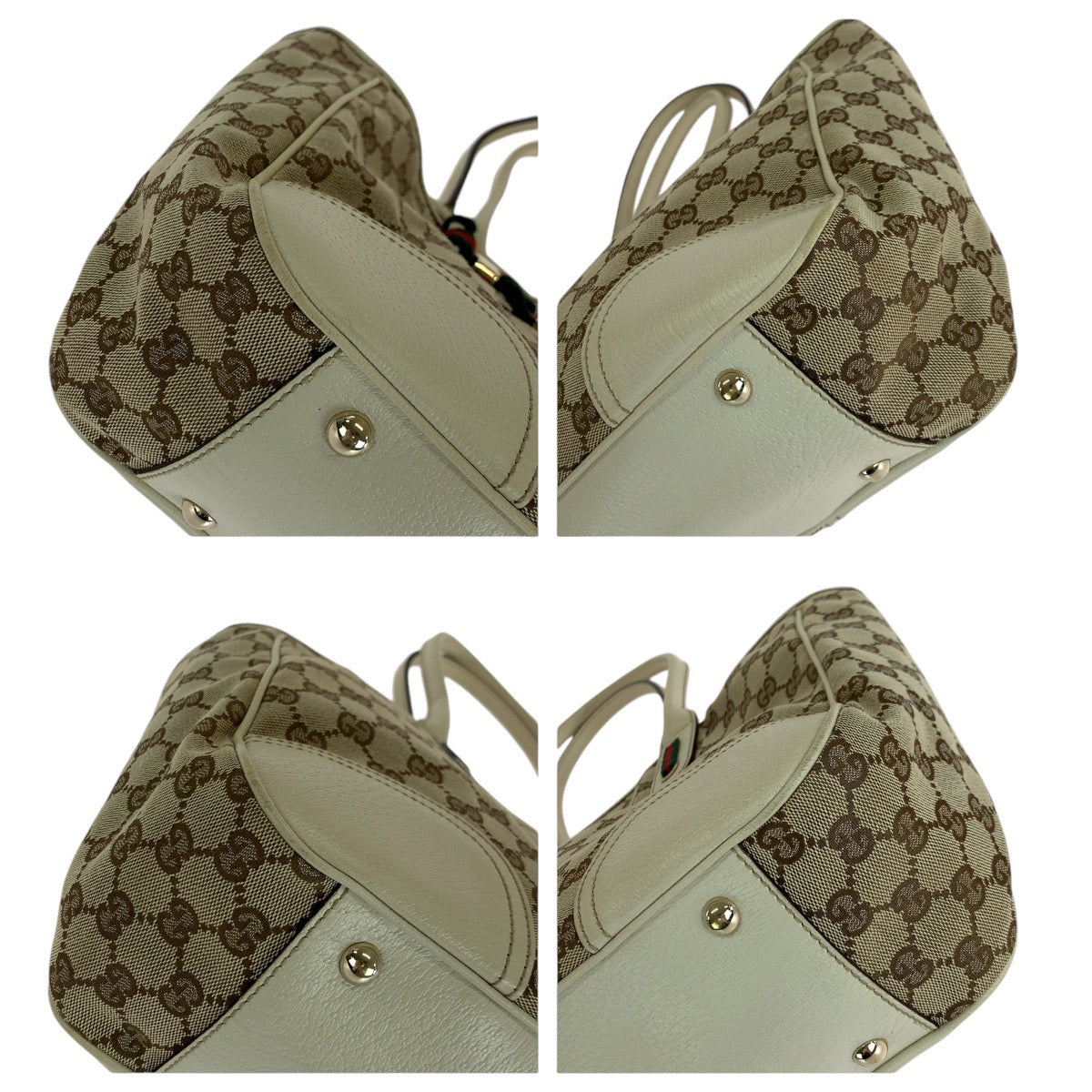 14571
GUCCI グッチ シェリーライン プリンシー ホワイト ブラウン ゴールド金具 GGキャンバス / レザー 163805 トートバッグ ショルダーバッグ  レディース