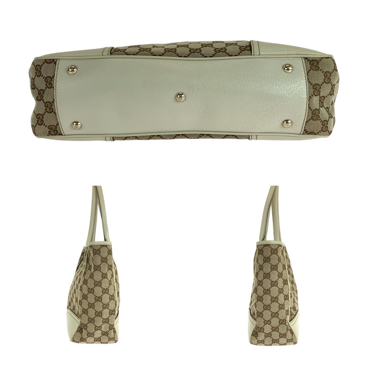 14571
GUCCI グッチ シェリーライン プリンシー ホワイト ブラウン ゴールド金具 GGキャンバス / レザー 163805 トートバッグ ショルダーバッグ  レディース