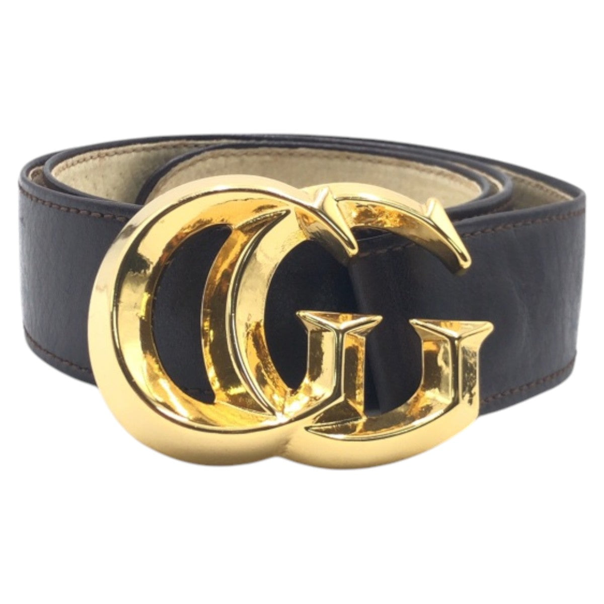 GUCCI グッチ ヴィンテージ GGマーモント ブラック 黒 ゴールド レザー / メタル ベルト  レディース