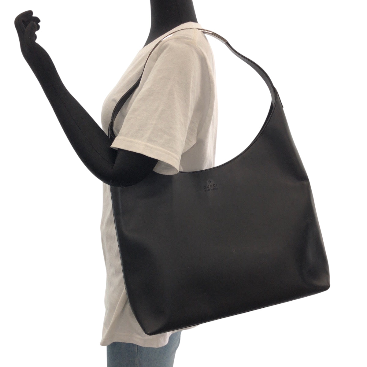 14576
GUCCI グッチ ブラック シルバー金具 レザー 001 3297 ワンショルダーバッグ ホーボー  レディース