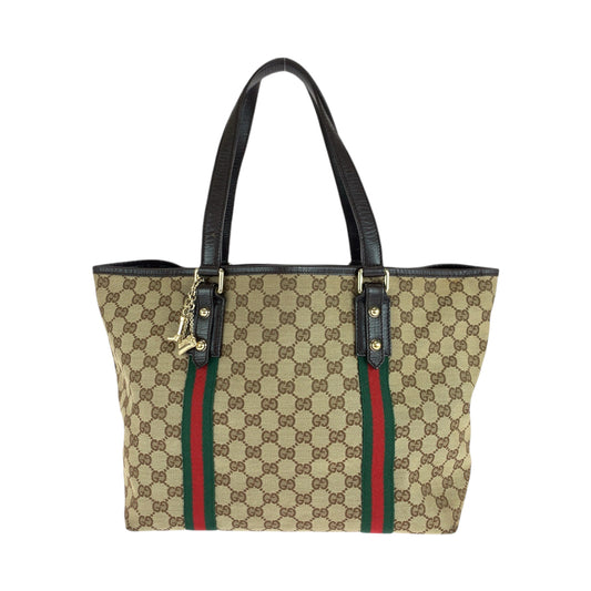 14577
GUCCI グッチ シェリーライン ベージュ ブラウン ゴールド金具 GGキャンバス 139260 トートバッグ ショルダーバッグ  レディース