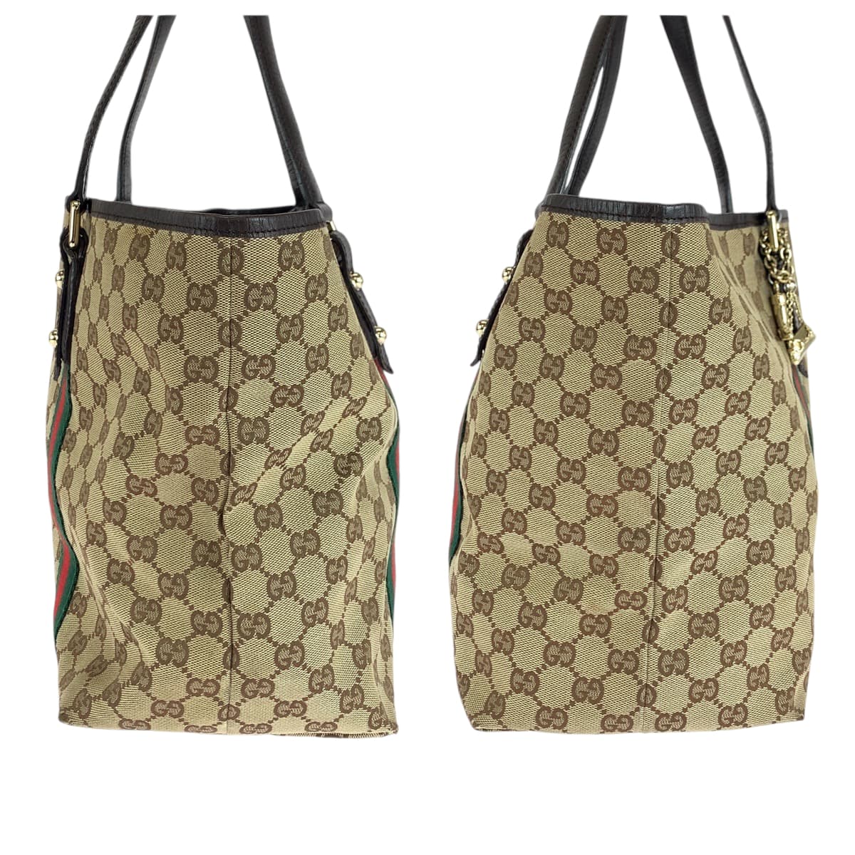 14577
GUCCI グッチ シェリーライン ベージュ ブラウン ゴールド金具 GGキャンバス 139260 トートバッグ ショルダーバッグ  レディース