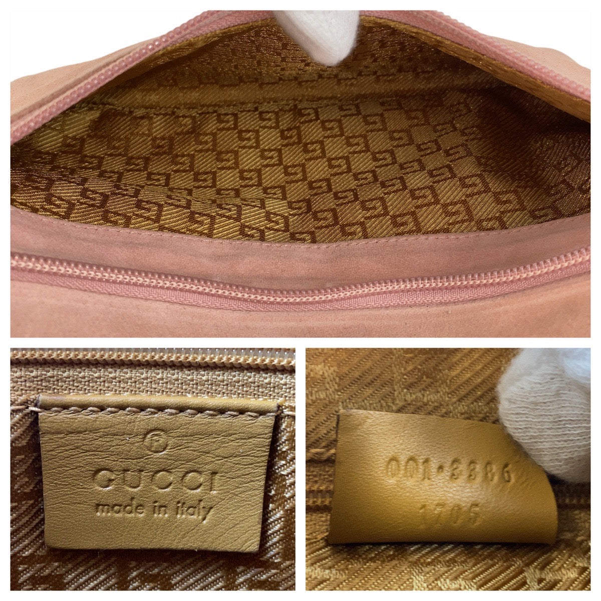 14578
GUCCI グッチ ピンク ゴールド金具 スウェード 001 3386 ショルダーバッグ  レディース