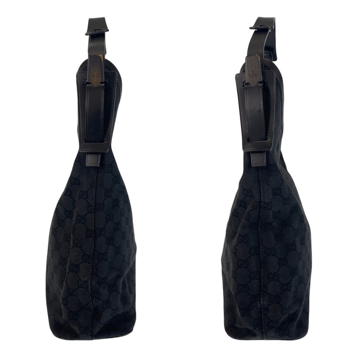 14579
GUCCI グッチ ブラック 黒 GGキャンバス / レザー 106242 ホーボー ショルダーバッグ  レディース