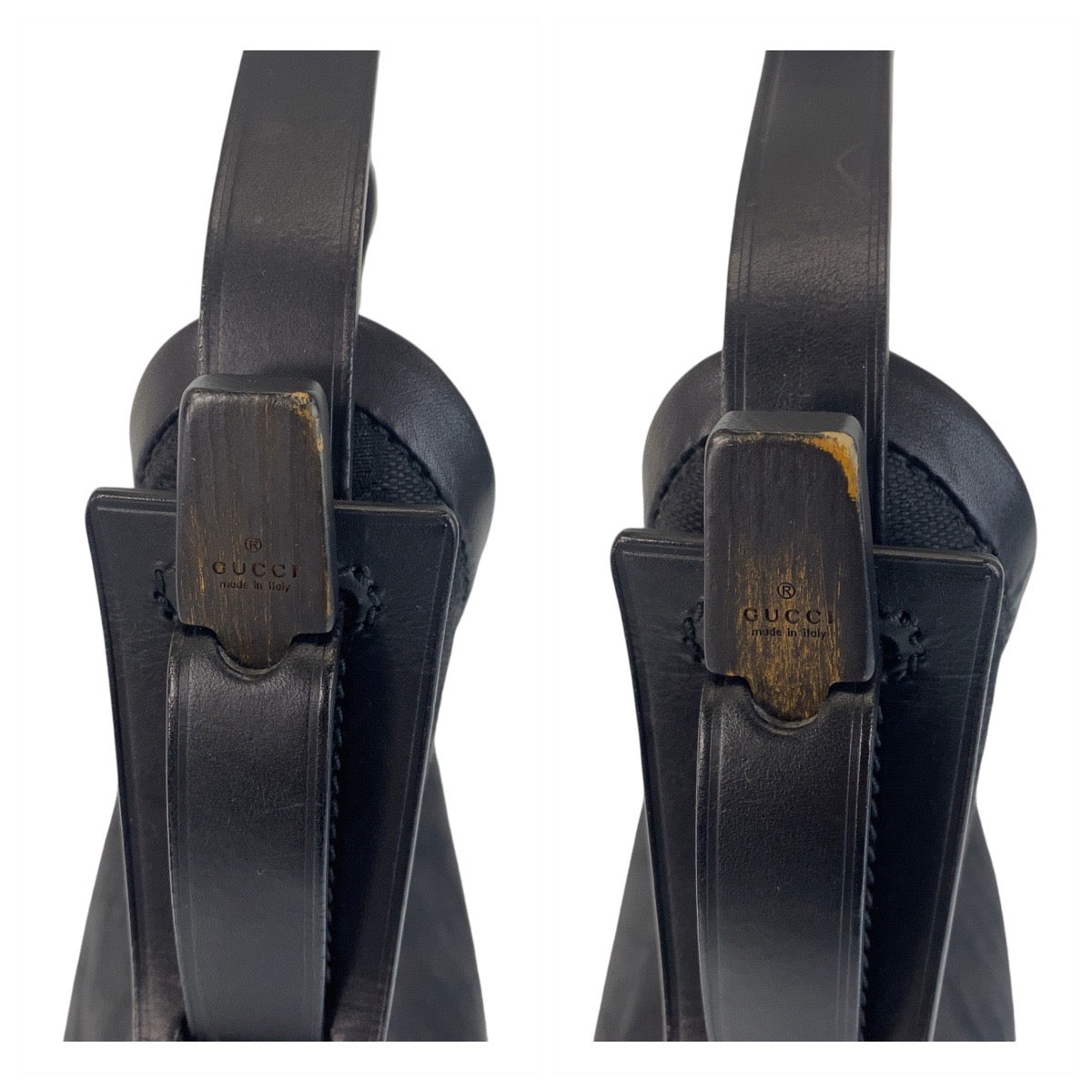 14579
GUCCI グッチ ブラック 黒 GGキャンバス / レザー 106242 ホーボー ショルダーバッグ  レディース